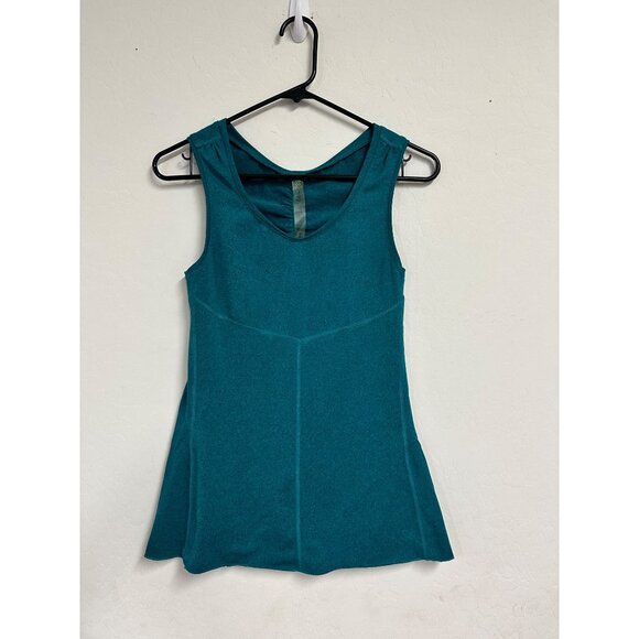Woman's Teal Anue Yoga Athletic Back Slit Stretch Tank Top Size Small - Picture 3 of 10